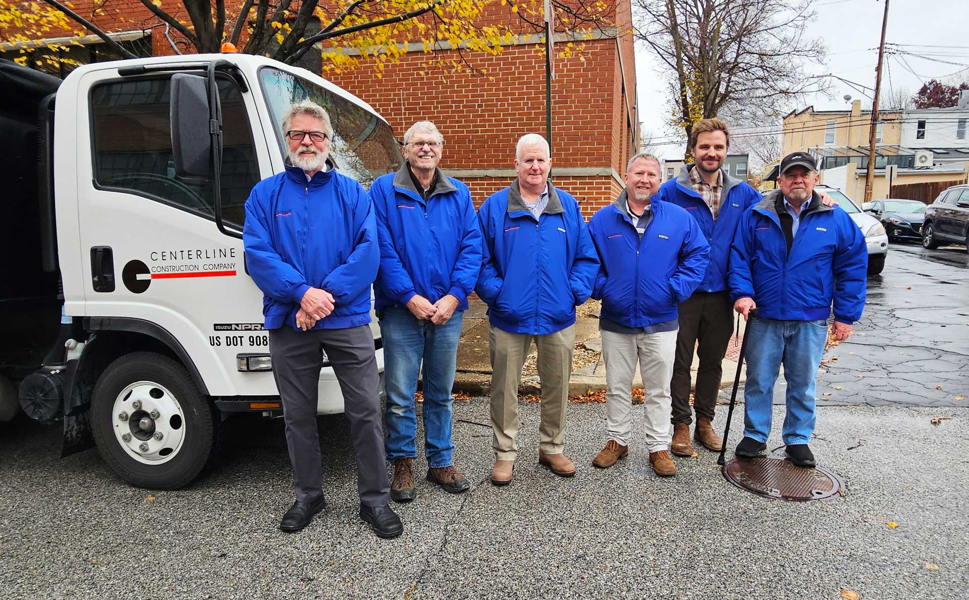 Employees in blue Centerline jackets